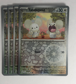 Pokemon TCG Scarlet & Violet 4x Playset Reverse Holographic Tandemaus 160/198 - Image 1