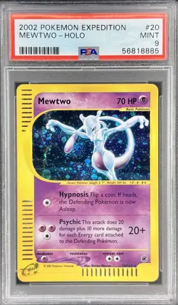 Mewtwo Holo #20/165 - 2002 Pokemon Expedition - PSA 9 | Tail Swirl • Holo Bleed - Image 1