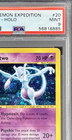 Mewtwo Holo #20/165 - 2002 Pokemon Expedition - PSA 9 | Tail Swirl • Holo Bleed - Image 5