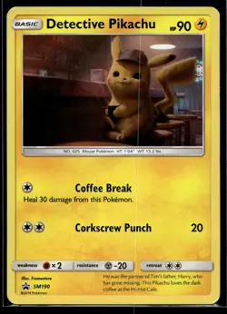 2019 Pokemon SM BSP SM190 Detective Pikachu Holo LP - Image 1