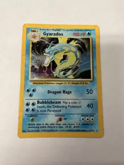 Pokemon TCG Gyarados Base Set 6/102 Holo Unlimited Holo Rare HP Damaged - Image 1
