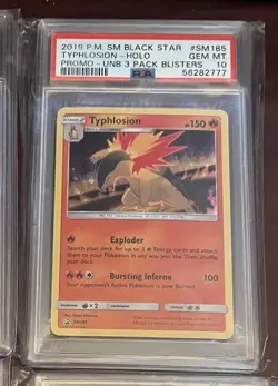 Pokemon 2019 3 Pack Blister Typhlosion Holo Black Star Promo SM185 PSA 10 Gem - Image 1