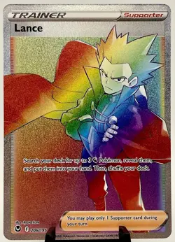 Lance 206/195 Silver Tempest Trainer Ultra Rare Rainbow Full Art Holo Pokemon - Image 2
