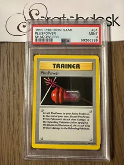 PSA 9 - Pokemon PLUSPOWER 84/102 - SHADOWLESS BASE SET Trainer - MINT - Image 1