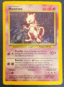 Mewtwo 10/102 Base Set Unlimited (1999) Vintage WOTC Holo Rare - HP - Image 1