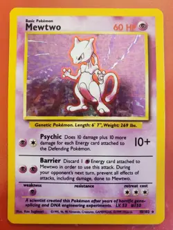 Mewtwo 10/102 Holo Rare Base Set 1999 Pokemon Card - Vintage WOTC Pokemon TCG - Image 1