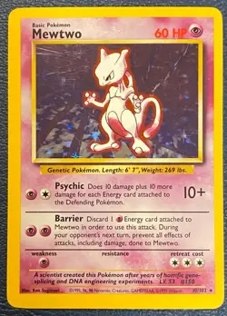Mewtwo 10/102 Base Set Unlimited (1999) Vintage WOTC Holo Rare - LP - Image 1