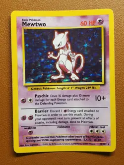 Mewtwo 10/102 Base Set Holo Rare Pokemon Card Nintendo Pokemon TCG WOTC LP - Image 1