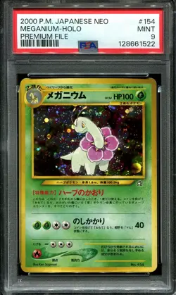 2000 Pokemon Japanese Neo Premium File - Meganium #154 Holo PSA 9 MINT! - Image 1
