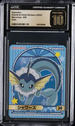 2023 MARUMIYA POKEMON STICKERS #30 VAPOREON CGC 10 PRISTINE - Image 1
