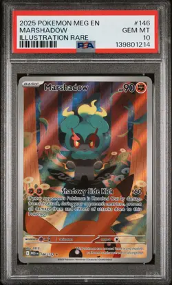 2025 POKEMON MEG EN-MEGA EVOLUTION ILLUSTRATION RARE #146 MARSHADOW PSA 10 - Image 1