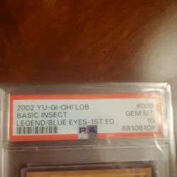 2002 YU-GI-OH! LOB-LEGEND OF BLUE EYES WHITE DRAGON 1ST ED BASIC INSECT PSA 10 - Image 3