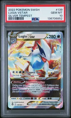 2022 POKEMON SWORD & SHIELD SILVER TEMPEST #139 LUGIA VSTAR PSA 10 - Image 1