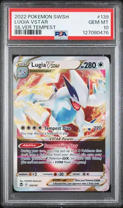 2022 POKEMON SWORD & SHIELD SILVER TEMPEST #139 LUGIA VSTAR PSA 10 - Image 1
