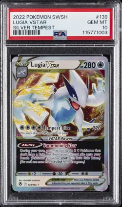 2022 POKEMON SWORD & SHIELD SILVER TEMPEST #139 LUGIA VSTAR PSA 10 - Image 1