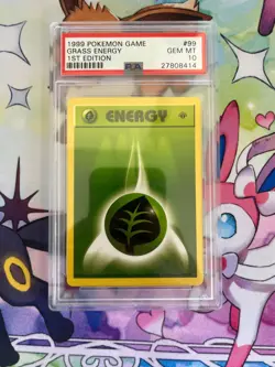 PSA 10 Grass Energy 99/102 Base Set (1st Edition & Shadowless) Pokemon Card - Image 1