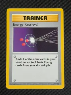 Energy Retrieval 81/102 SHADOWLESS Pokemon Card WOTC Base Set Uncommon Trainer - Image 1