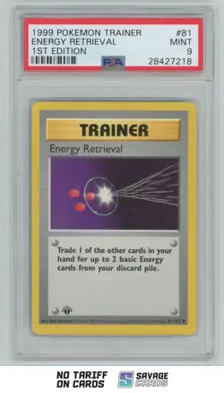 1999 Pokemon 1st Edition Base Set Shadowless Energy Retrieval PSA 9 . #81/102 - Image 1