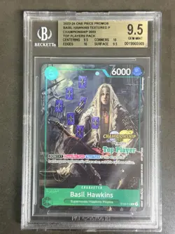 2022 One Piece Promos Basil Hawkins Textured Championship Top Players BGS 9.5 - Image 1