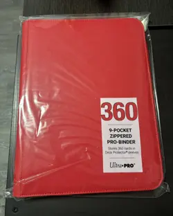 Ultra PRO 9 Pocket Zippered Binder Pokemon TCG 360 Cards Holder Storage RED NEW - Image 1