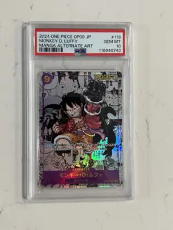 PSA 10 Monkey.D.Luffy (119) (Manga) OP09-119 Emperors in the New World Foil JPN - Image 1