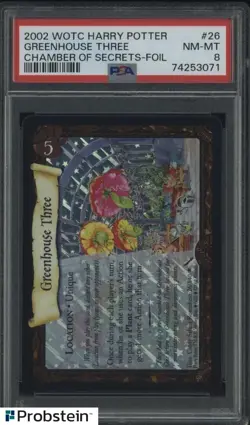 "2002 WOTC Harry Potter TCG #26 Greenhouse Three Chamber Of Secrets Foil PSA 8 " - Image 1