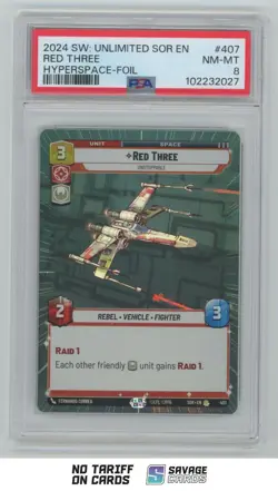 2024 Star Wars Unlimited SOR EN Hyperspace Foil Red Three PSA 8 #407 - Image 1