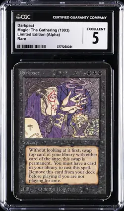 1993 MAGIC: THE GATHERING ALPHA RARE DARKPACT CGC 5 - Image 1