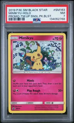 PSA 7 Mimikyu Holo Blaster #SM163 2019 Pokemon Sm Black Star Promo 134052768 - Image 1
