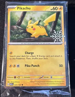 Pokemon TCG Pikachu 025/165 (Holiday Calendar) Snowflake Stamp Sealed - Image 1