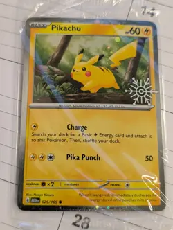 Pokemon TCG Pikachu 025/165 (Holiday Calendar) Snowflake Stamp Sealed - Image 1