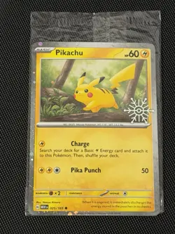 Pokemon TCG Pikachu 025/165 (Holiday Calendar) Snowflake Stamp Sealed NM - Image 1