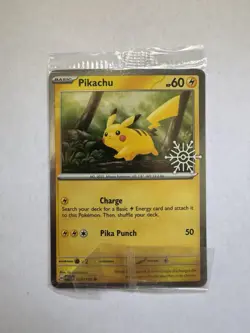 Pokemon TCG Pikachu 025/165 (Holiday Calendar) Snowflake Stamp Sealed NM - Image 1