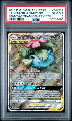 POKEMON SM BLACK STAR PROMO VENUSAUR & SNIVY GX SM229 PSA 10 GEM MINT #130254665 - Image 1