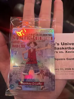 One Piece Monkey D. Luffy Voyage College Basketball Promo Card St. Johns SEALED - Image 2