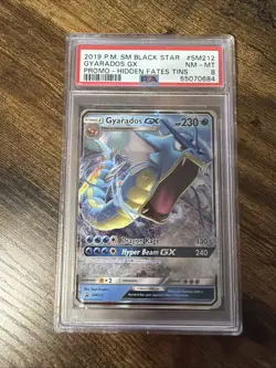 2019 Pokemon Gyarados GX SM212 Promo Card Hidden Fates Tins PSA 8 - Image 1