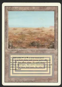 ***Scrubland (Tear and Creasing)*** MTG Revised Magic Kid Icarus - Image 1