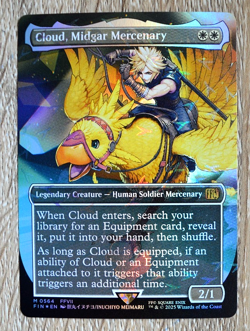 Cloud, Midgar Mercenary (Borderless) (Chocobo Track Foil) (FIN) NM x1 - Image 1
