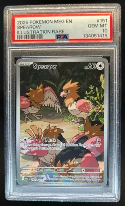 2025 Pokemon Mega Evolution Spearow Illustration Rare #151/132 PSA 10 - Image 1
