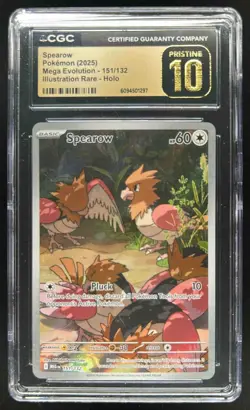 2025 Pokemon Mega Evolution Spearow Illustration Rare #151/132 CGC 10 Pristine - Image 1