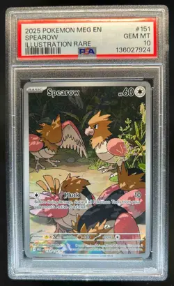 2025 Pokemon Mega Evolution - MEG EN Spearow Illustration Rare #151/132 PSA 10 - Image 1