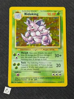 Nidoking 11/102 - Base Set Unlimited Holo Rare WOTC Pokemon TCG LP - Image 1