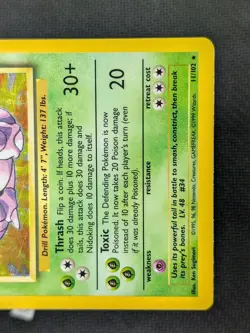 Nidoking 11/102 - Base Set Unlimited Holo Rare WOTC Pokemon TCG LP - Image 5