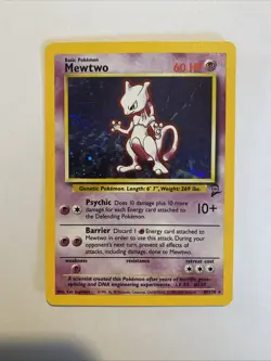 2000 Pokemon Set 2 Mewtwo Holo #10/130 With Swirl 🌀 NM/LP 🔥 - Image 1