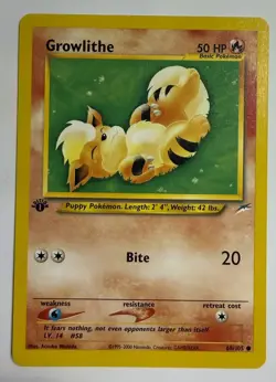 1st Edition Pokemon TCG Growlithe 68/105 Neo Destiny NM - Image 1