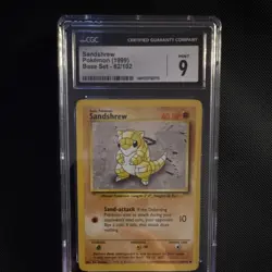 Pokemon TCG Sandshrew 62/102 Base Set Regular Common CGC 9 English (1999) - Image 1