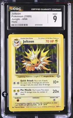 Pokemon TCG Jolteon Jungle 4/64 Unlimited Holo Rare 1999 CGC 9 MINT - Image 2