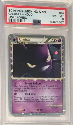 2010 Pokemon Heartgold Soulsilver Unleashed PSA 8 Crobat PRIME Holo #84 - Image 1