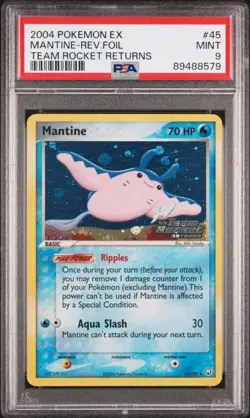 2004 POKEMON EX TEAM ROCKET RETURNS #45 MANTINE-REVERSE FOIL PSA 9 - Image 1