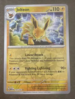Jolteon 135/165 Sv: Scarlet & Violet 151 Reverse Holo Pokemon TCG NM - Image 1